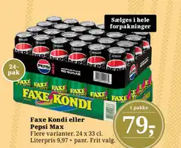 Dagli'Brugsen Faxe Kondi eller Pepsi Max tilbud