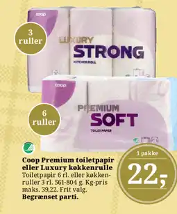 Dagli'Brugsen Coop Premium toiletpapir eller Luxury køkkenrulle tilbud