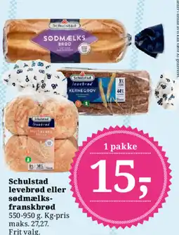 Dagli'Brugsen Schulstad levebrød eller sødmælks- franskbrød tilbud