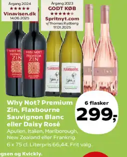 SuperBrugsen Why not? premium zin, flaxbourne sauvignon blanc eller daisy rosé tilbud