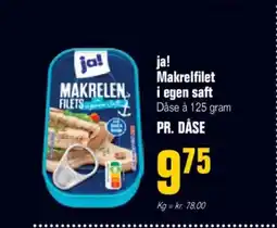 Otto Duborg Ja! makrelfilet i egen saft tilbud