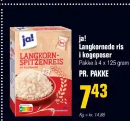 Otto Duborg Ja! langkornede ris i kogeposer pakke à 4 x 125 gram tilbud