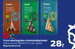 SuperBrugsen Irma økologiske chokoladeplader tilbud