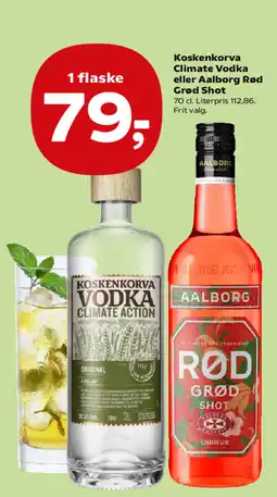 SuperBrugsen Koskenkorva Climate Vodka eller Aalborg Rød Grød Shot tilbud