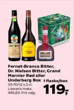 SuperBrugsen Fernet-Branca Bitter, Dr. Nielsen Bitter, Grand Marnier Rød eller Underberg Box tilbud