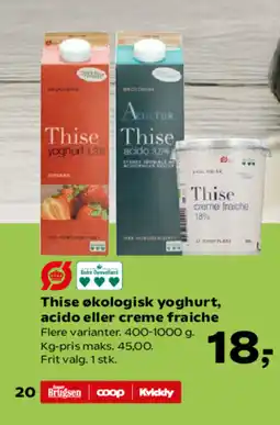 SuperBrugsen Thise økologisk yoghurt, acido eller creme fraiche tilbud