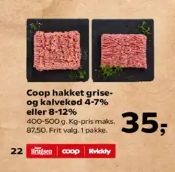 SuperBrugsen Coop hakket grise- og kalvekød 4-7% eller 8-12% tilbud