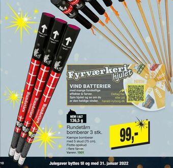 Harald Nyborg Rundetårn bomberør 3 stk tilbud