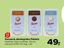 SuperBrugsen Hansens økologiske flødeis tilbud