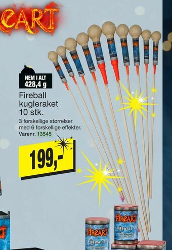 Harald Nyborg Fireball kugleraket 10 stk. tilbud