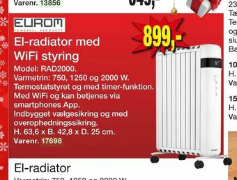 Harald Nyborg El-radiator med WiFi styring tilbud