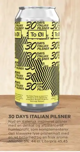 MENY 30 DAYS ITALIAN PILSNER, DKK 100 tilbud