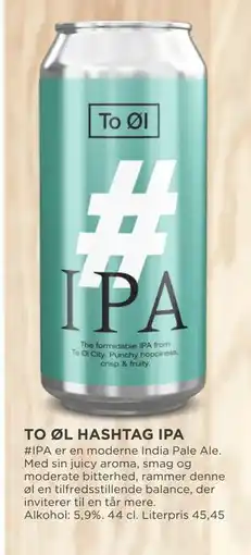 MENY TO ØL HASHTAG IPA, DKK 100 tilbud