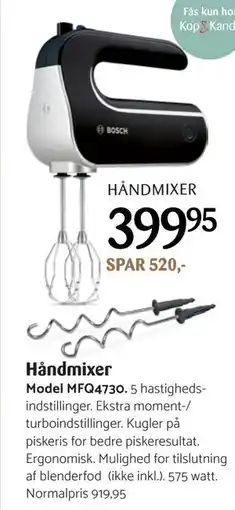 Kop & Kande Håndmixer, Medlemspris tilbud