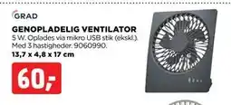 jem & fix GENOPLADELIG VENTILATOR, DKK 60 tilbud