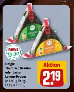 REWE DE Onigiri thunfisch kräuter oder lachs lemon-pepper tilbud