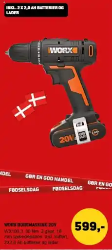 XL-BYG Worx boremaskine 20v tilbud