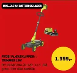XL-BYG Ryobi plæneklipper/- trimmer 18v tilbud