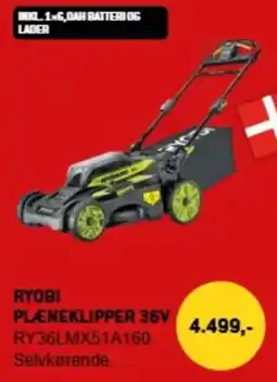 XL-BYG Ryobi plæneklipper 36v tilbud