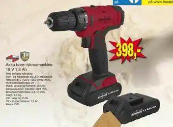 Harald Nyborg Akku bore-/skruemaskine 18 V 1,3 Ah tilbud