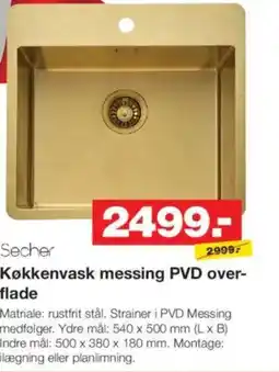Bauhaus Secher Køkkenvask messing PVD over- flade tilbud