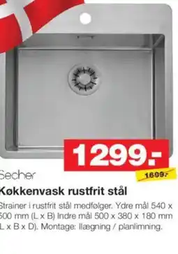 Bauhaus Secher Køkkenvask rustfrit stål tilbud