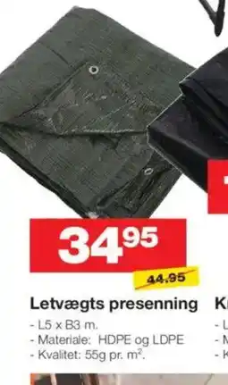 Bauhaus Letvægts presenning tilbud