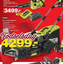 Bauhaus RYOBI Akku-plæneklipper tilbud