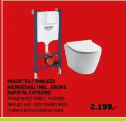 XL-BYG VASSO TS17 RIMLESS HÆNGESKÅL INKL. GROHE RAPID SL CISTERNE tilbud