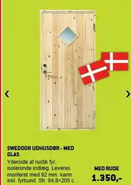 XL-BYG SWEDOOR UDHUSDØR - MED GLAS tilbud