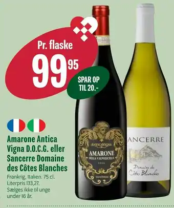 Amarone Antica Vigna D.O.C.G. eller Sancerre Domaine des Côtes Blanches