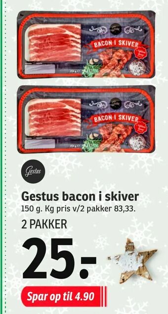SPAR Gestus bacon i skiver tilbud