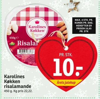 SPAR Karolines Køkken risalamande tilbud
