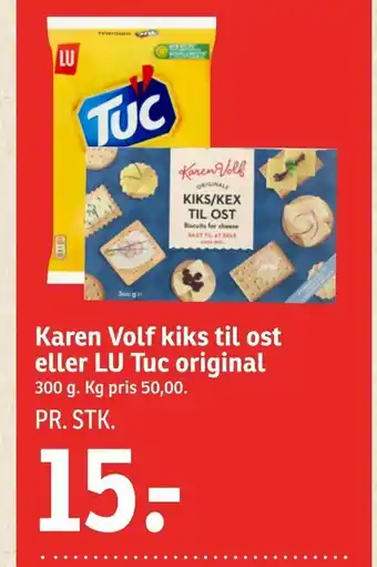 SPAR Karen Volf kiks til ost eller LU Tuc original tilbud