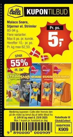 Calle Malaco Snøre, Stjerner el. Strimler tilbud