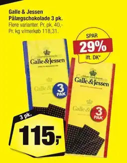 Calle Galle & Jessen Pålægschokolade 3 pk., DKK 115 tilbud