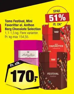 Calle Toms Festival, Mini Favoritter el. Anthon Berg Chocolate Selection, DKK 170 tilbud