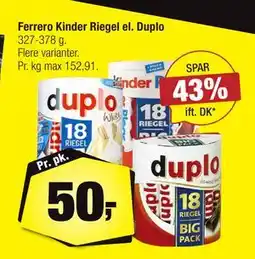 Calle Ferrero Kinder Riegel el. Duplo, DKK 50 tilbud