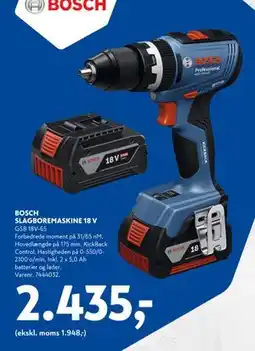 Davidsen BOSCH SLAGBOREMASKINE 18 V, DKK 2435 tilbud
