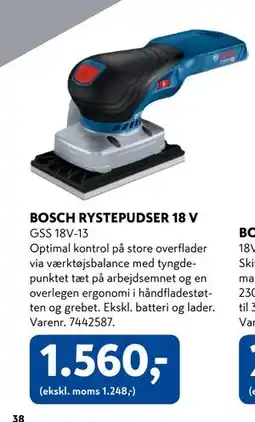 Davidsen BOSCH RYSTEPUDSER 18 V, DKK 1560 tilbud