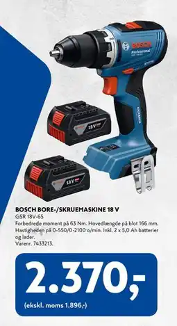 Davidsen BOSCH BORE-/SKRUEMASKINE 18 V, DKK 2370 tilbud