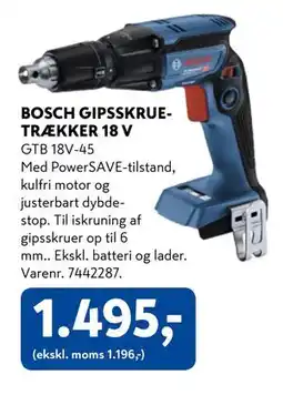 Davidsen BOSCH GIPSSKRUETRÆKKER 18 V, DKK 1495 tilbud
