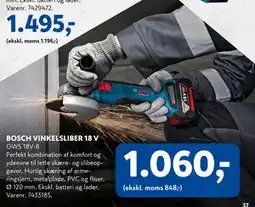 Davidsen BOSCH VINKELSLIBER 18 V, DKK 1060 tilbud