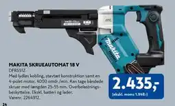 Davidsen MAKITA SKRUEAUTOMAT 18 V, DKK 2435 tilbud