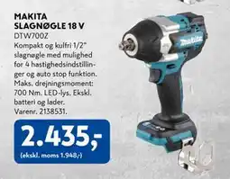 Davidsen MAKITA SLAGNØGLE 18 V, DKK 2435 tilbud
