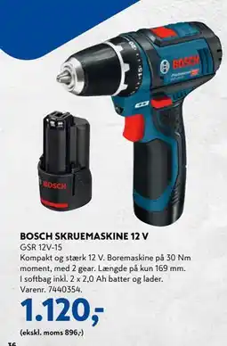 Davidsen BOSCH SKRUEMASKINE 12 V, DKK 1120 tilbud