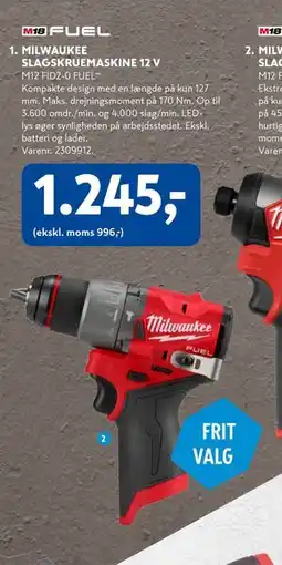 Davidsen MILWAUKEE SLAGSKRUEMASKINE 12 V, DKK 1245 tilbud