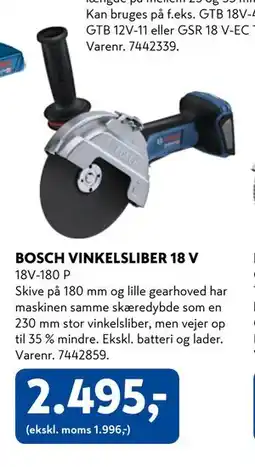 Davidsen BOSCH VINKELSLIBER 18 V, DKK 2495 tilbud