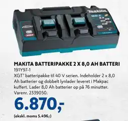 Davidsen MAKITA BATTERIPAKKE 2 X 8,0 AH BATTERI, DKK 6870 tilbud