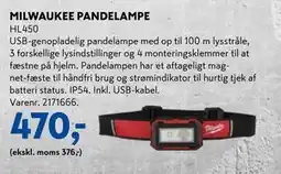 Davidsen MILWAUKEE PANDELAMPE, DKK 470 tilbud